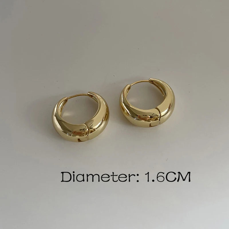 Daiiibabyyy  New Design Round Metal Hoop Earrings Simple Stylish Thick Brass Hollow Circle Earring Ear Buckle Minimalist Trend Daily Earrings