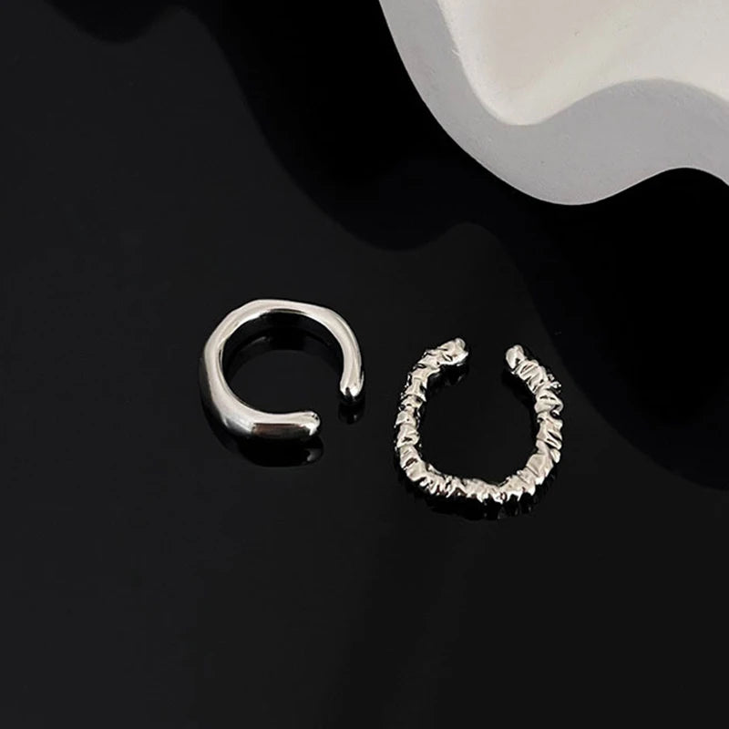 Daiiibabyyy  Punk Irregular Geometric Ear Cuff Earrings for Women Non-Piercing Metal Ear Clip Earring Fake Cartilage Fashion Jewelry Party