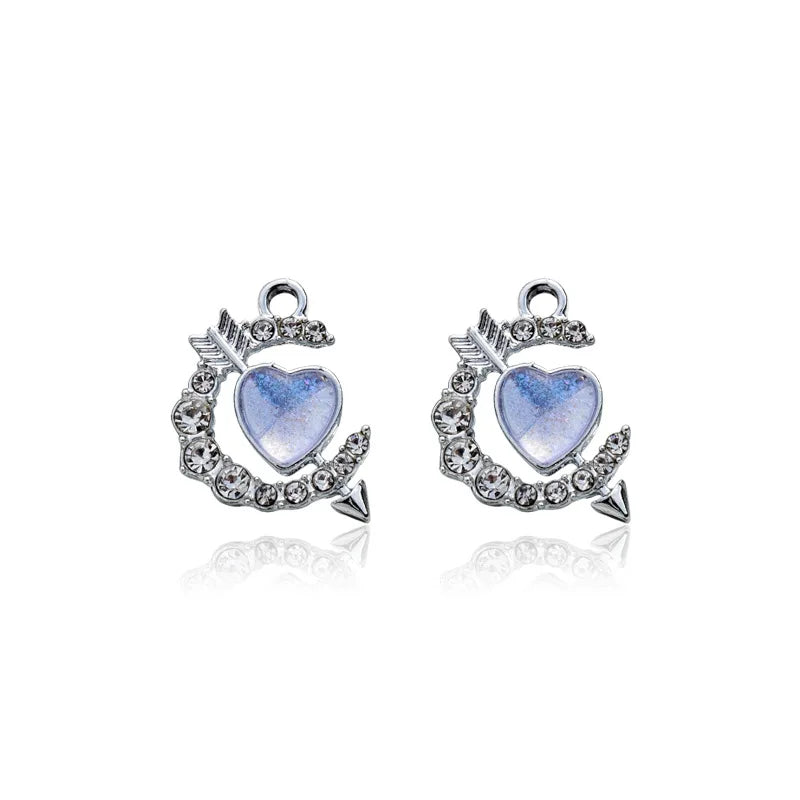 DAIIIBABYYY  -  2/5/10pcs Y2k Accessories Rhinestone Butterfly Heart Jewelry Pendant DIY Handmade Earrings Bracelet Necklace Pendant Material