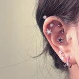 DAIIIBABYYY  -  2pcs Y2K Earrings Pentagonal Star Stud Earrings for Women Girl Gothic Punk Clip Earrings Removable Simple Earrings New