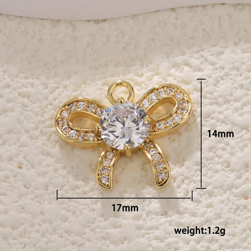 DAIIIBABYYY  -  1 piece Brass Material Cute Zircon Knot Bow Charms For Women DIY Pendant Earrings Bracelet Necklace Jewelry Wholesale