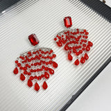 DAIIIBABYYY  -  Exaggerated red crystal tassel earrings