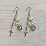 DAIIIBABYYY  -  handmade beaded earrings - y2k fairycore vintage - pearl hearts bows metal stars hearts chain grunge earring
