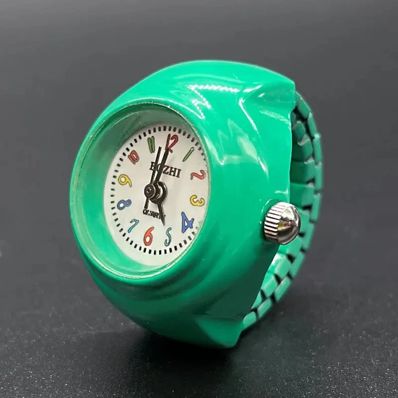 DAIIIBABYYY  -  Punk Fashion Heart Mini Quartz Watch Finger Rings Women Men Couples Clock Retro Elastic Strap Watches Ring Jewelry