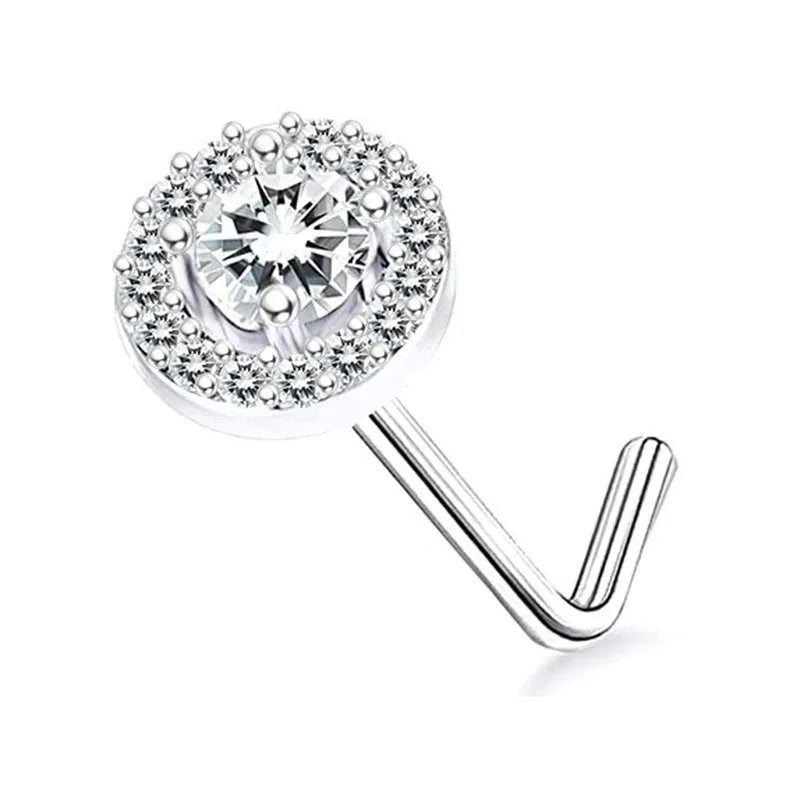 DAIIIBABYYY  -  1PC Stainless Steel Small Nose Rings Crystal Zircon Butterfly Flower Heart Nose Studs 20G Body Piercing Jewelry For Women Men