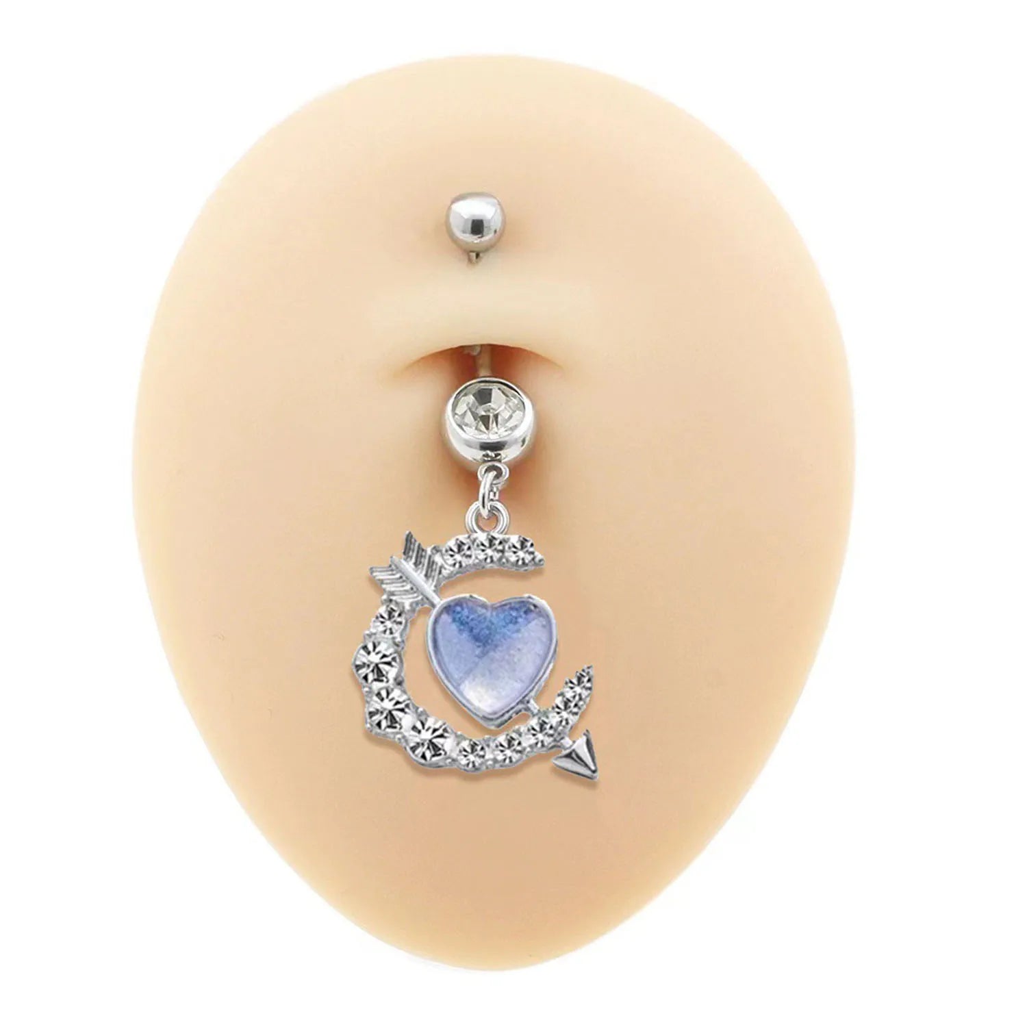 DAIIIBABYYY  -  Punk Butterfly Belly Button Rings Stainless Steel Dangle Zircon Dangle For Women Belly Navel Rings Body Belly Piercing Jewelry