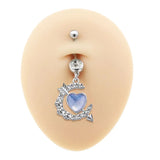 DAIIIBABYYY  -  Punk Butterfly Belly Button Rings Stainless Steel Dangle Zircon Dangle For Women Belly Navel Rings Body Belly Piercing Jewelry