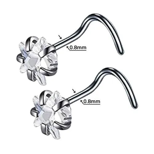 DAIIIBABYYY  -  2PC Fashion Stainless Steel Crystal Nose Septum Piercing Studs 20G Mini Nose Ring Earrings Studs Body Piering Jewelry for Women