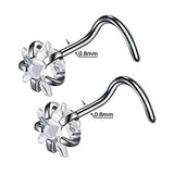DAIIIBABYYY  -  2PC Fashion Stainless Steel Crystal Nose Septum Piercing Studs 20G Mini Nose Ring Earrings Studs Body Piering Jewelry for Women
