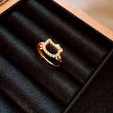 Daiiibabyyy  Zircon Bow Little Cat Ring for Women Light Luxury High Grade Finger Rings  Exquisite Wedding Accessories
