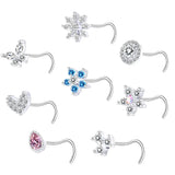 DAIIIBABYYY  -  1PC Stainless Steel Small Nose Rings Crystal Zircon Butterfly Flower Heart Nose Studs 20G Body Piercing Jewelry For Women Men