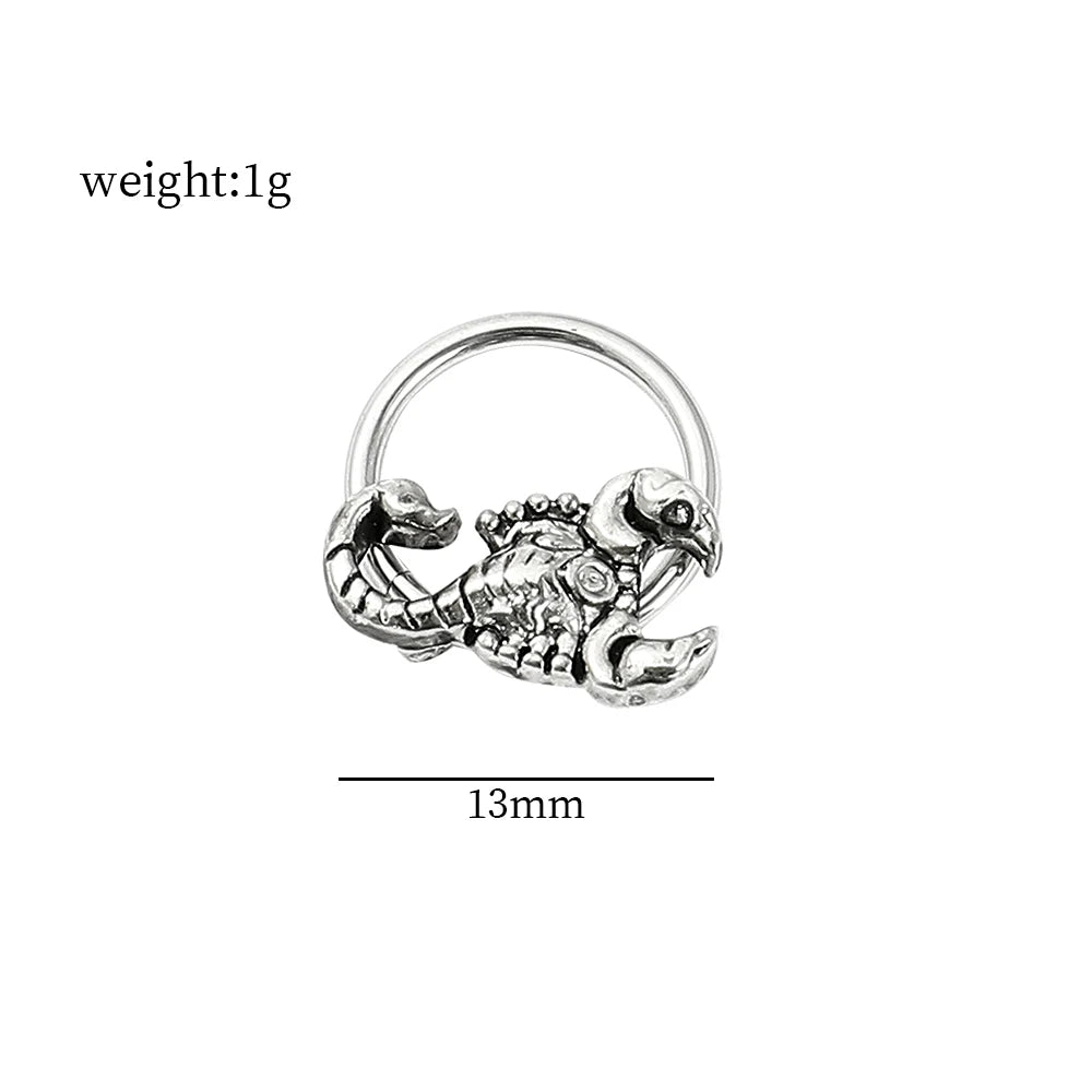 DAIIIBABYYY  -  Fashion Punk Stainless Steel Nose Ring Silver Color Gothic Insect Nose Rings For Women Men Body Cartilage Piercing Jewelry