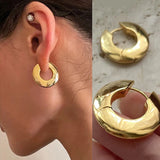 Daiiibabyyy  New Design Round Metal Hoop Earrings Simple Stylish Thick Brass Hollow Circle Earring Ear Buckle Minimalist Trend Daily Earrings