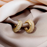 DAIIIBABYYY  -  Korean Gold Color Metal Mesh Crystal Hoop Earrings Women Fashion Jewelry Luxury Geometric Grid Big Circle Earings Femme