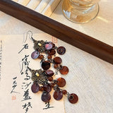Daiiibabyyy  Boho Natural Shell Tassel Earring for Women Ethnic Gold Plated Flower Long Dangle Earrings Summer Fashion Jewelry Gift