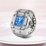 DAIIIBABYYY  -  Punk Fashion Heart Mini Quartz Watch Finger Rings Women Men Couples Clock Retro Elastic Strap Watches Ring Jewelry