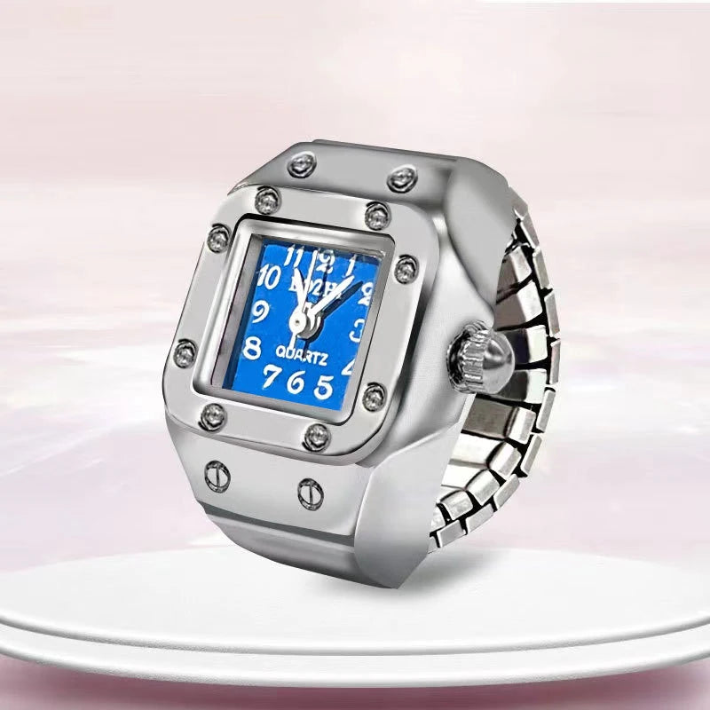 DAIIIBABYYY  -  Kids Cute Cartoon Number Watch Finger Rings Mini Clock Watches Elastic Strap Ring Women Men Funny anillos Jewelry Gift