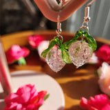 DAIIIBABYYY  -  Pink Strawberry Drop Earrings jewelry Handmade