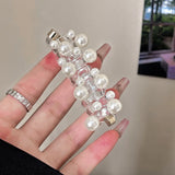 DAIIIBABYYY  -  New Long Telephone Hair Rings Creative High Elastic Headwear Elegant Pearl Low Ponytail Holder Fashion Hair Bands for Women