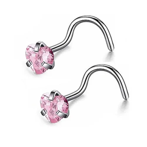 DAIIIBABYYY  -  2PC Fashion Stainless Steel Crystal Nose Septum Piercing Studs 20G Mini Nose Ring Earrings Studs Body Piering Jewelry for Women