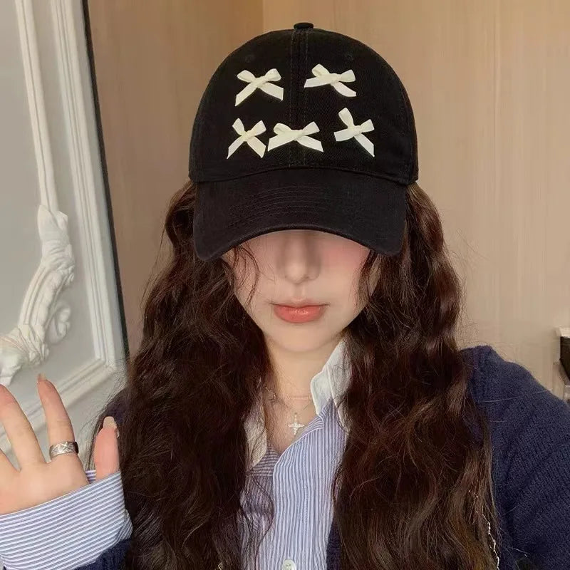 Bow Baseball Cap For Men&Women Soft Top Snapback Hats Unisex Solid Visor Hats Outdoor Sports Hip Hop Sunscreen Hat Cap