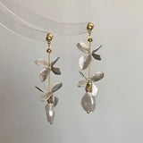 DAIIIBABYYY  -  New Arrival French Retro Niche Design Flower Pearl Dangle Earrings For Women Fashion Elegant Geometry Jewelry Party Gifts