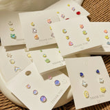 DAIIIBABYYY  -  Geometric Stud Earrings Set Women Laser Colorful Heart Round Butterfly Fish Tail Purple Earring Korean Fashion Jewelry