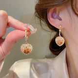 DAIIIBABYYY  -  Luxury Blue Gradient Crystal Butterfly Flower Pearl Earrings Flower Geometric Women Korean Fashion Kpop Tassel Earring