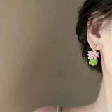 DAIIIBABYYY  -  Pink Tulip Earrings Cute Flower Earrings Botanical Cute Jewelry