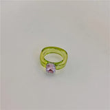 DAIIIBABYYY  -  New Colorful Transparent Acrylic Rhinestone Resin Ring Geometry Simple Rings for Women Girls Jewelry Party Gifts