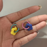 DAIIIBABYYY  -  Oil-dropping Round Glass Bead Flower Ear Buckle Fashion Versatile Dopamine Hoop Earring High-end Earrings for Women