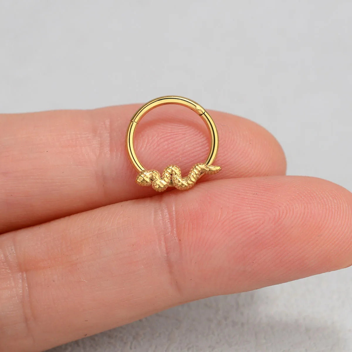 DAIIIBABYYY  -  1Piece Flower Moon Snake CZ Nose Hoop Butterfly Leaf Daith Conch Helix Stud Earrings Internal Thread Piercing Surgical Steel 16G