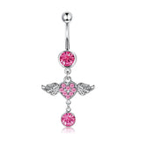 DAIIIBABYYY  -  Fashion Crystal Stainless Steel Flower Butterfly Belly Piercing for Women Silver Color Belly Button Rings Body Jewelry