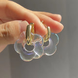 DAIIIBABYYY  -  Pink Acrylic Flower Resin Drop Earrings Simple Round Hollow Copper Girls Jewelry Cute Party Personality Gifts Wholesale