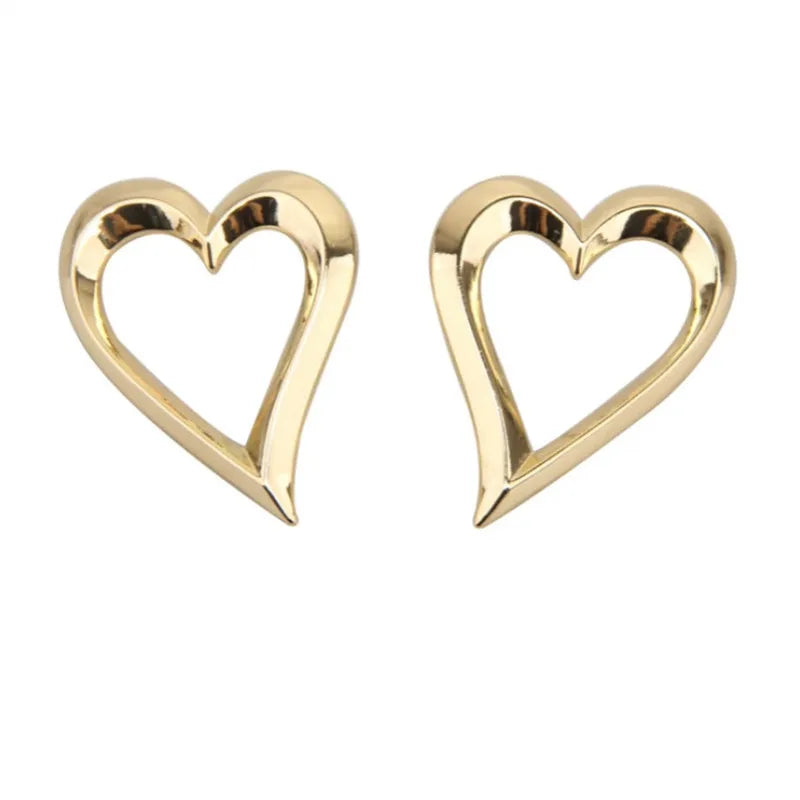 Daiiibabyyy Heart Shape Metal Earrings European And American Style Personality Fashion Stud Earrings Ms Girl Travel Wedding Accessories