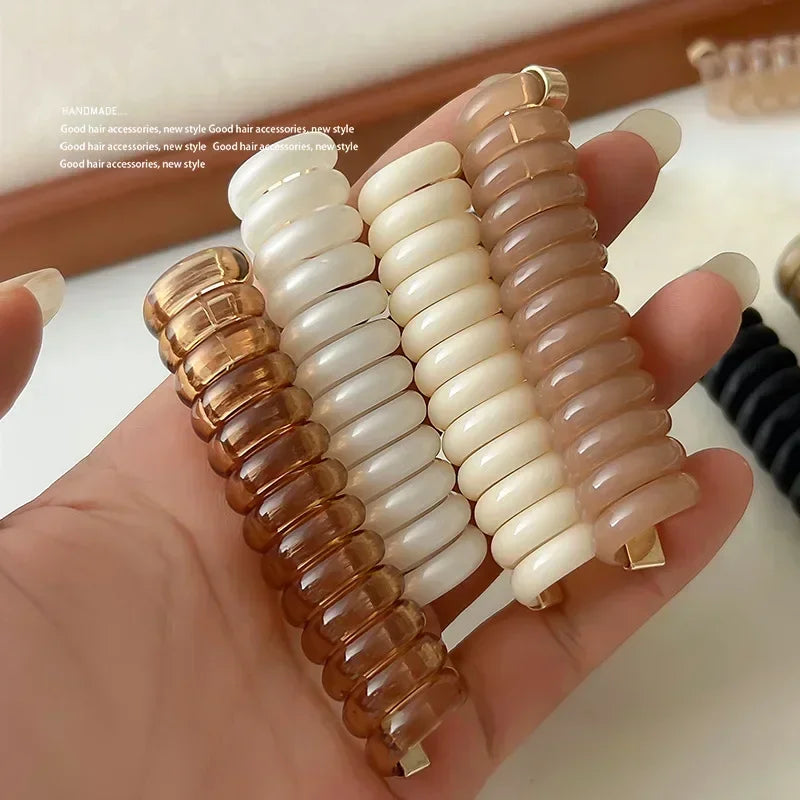 DAIIIBABYYY  -  Long Telephone Line Spiral Hair Bands Women Girls Fashion Elastic Rubber Band Ponytail Holder Hair Accessories Ornaments Rings