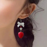 DAIIIBABYYY  -  Elegant Bowknot Strawberry Ear Rings Sweet and Delicate Fruit Eardrops Gift Women Ornament for Daily Wear