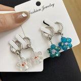 DAIIIBABYYY  -  Flower Glazed Earrings Clear Crystal Texture Paired Unique Cute Colorful Earrings Sweet Trendy Delicate Earrings Women's Jewelry