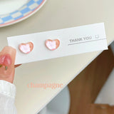 DAIIIBABYYY  -  Y2K Colorful Shiny Heart Stone Butterfly Shape Stud Earring Set Women Korean Fashion A Week Earrings Jewelry Party Gift