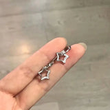 DAIIIBABYYY  -  Crystal Star Drop Earrings for Women Girls Fashion Zircon Silver Color Five Pointed Star Ear Buckle Party Y2K Jewelry Gift