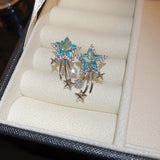 Daiiibabyyy  Star Zircon Earrings for Women Creative Delicate Ear Hook Temperament Luxury Fashion High Sense Sparkle Unique Jewelry