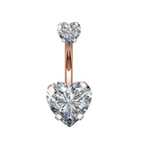 DAIIIBABYYY  -  Fashion Zircon Heart Belly Button Piercing for Women Stainless Steel Long Flower Pendant Navel Rings Piercing Ombligo Jewelry