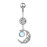 DAIIIBABYYY  -  Punk Butterfly Belly Button Rings Stainless Steel Dangle Zircon Dangle For Women Belly Navel Rings Body Belly Piercing Jewelry