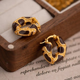 DAIIIBABYYY  -  Korean New Design Fashion Jewelry Gold Color Vintage Leopard Enamel Irregular Earrings Elegant Women's Daily Work Accessories