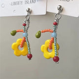 Daiiibabyyy  Unique Design Drop Earrings Cute Flower Earrings Sweet Colorful resin Earrings For Women Gifts Aesthetic Jewelry
