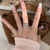 DAIIIBABYYY  -  Sparkling Zircon Hollow Geometric Rings For Women Couples Creative Design Trendy Temperament Simple Wedding Jewelry Gift