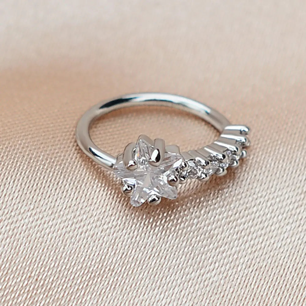 DAIIIBABYYY  -  1Pcs Fashion Star Heart CZ Nose/Lip/Ear Hoops Septum Hoop Nose Ring Crystal Piercing Ear Tragus Cartilage Earrings Body Jewelry