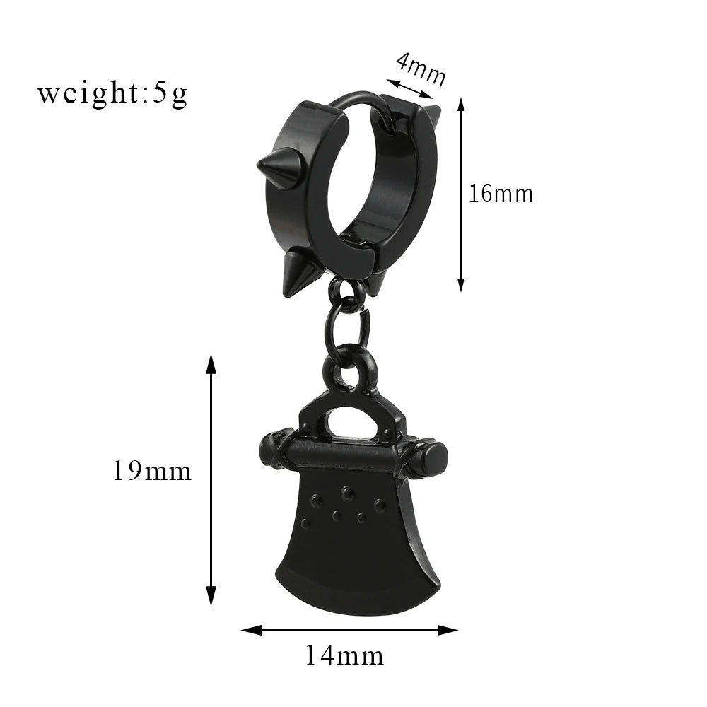 DAIIIBABYYY  -  Fashion Gothic Small Hoop Earrings Set Alloy Korean Style Earrings to Gift Ears Piercing Jewelry Men Accessories for Women