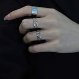 DAIIIBABYYY  -   Punk 3Pcs/set Fashion Design Round Silver Color Rings Set for Women Handmade Geometry Finger Ring Sets Female Jewelry Gift
