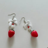 DAIIIBABYYY  -  Elegant Bowknot Strawberry Ear Rings Sweet and Delicate Fruit Eardrops Gift Women Ornament for Daily Wear